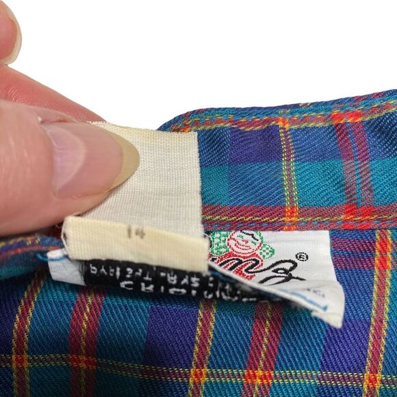 Vintage Lanz Originals Plaid Prairie Core Mandarin Collar Nightgown Sz 14 FLAWS - Picture 13 of 14